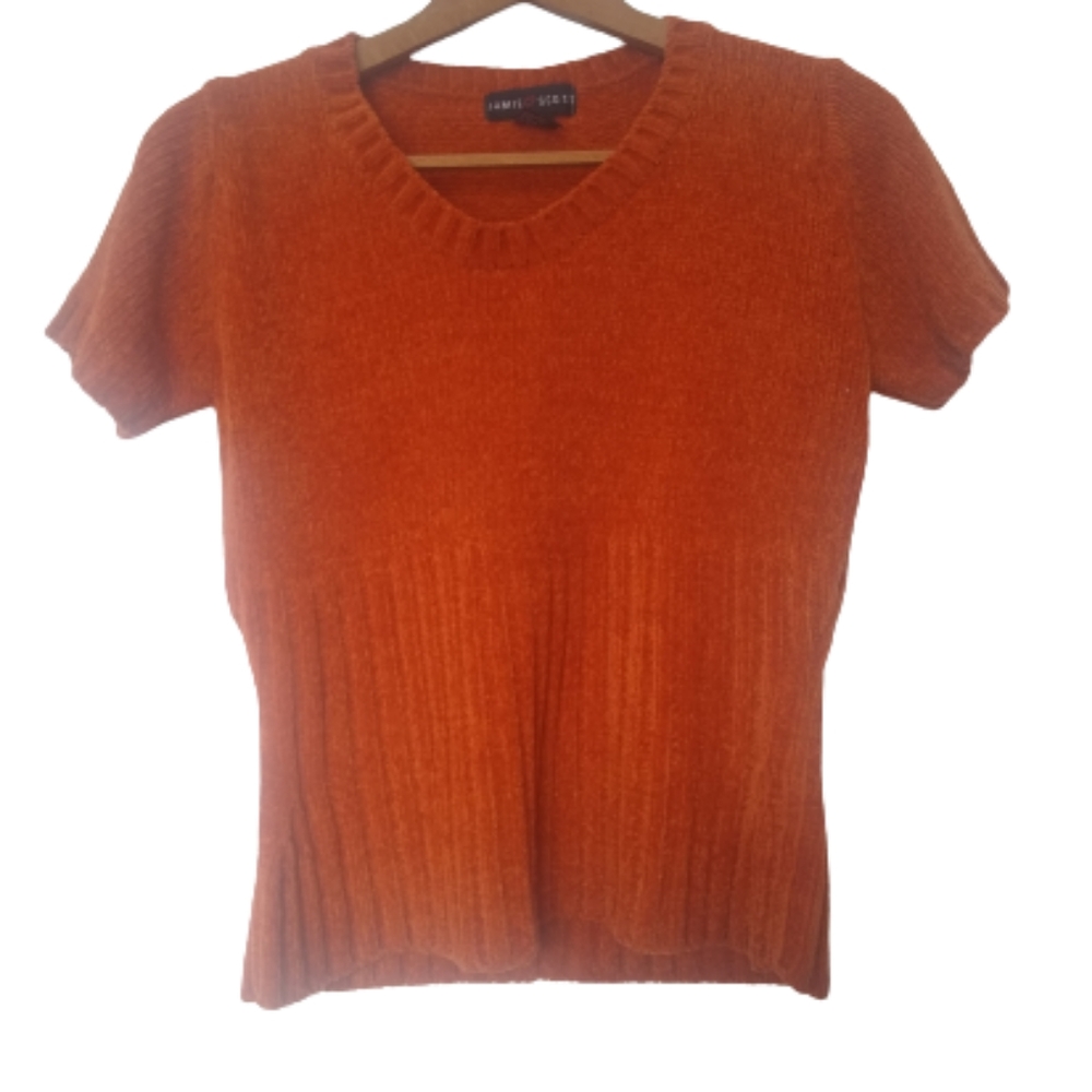 Vintage Jamie Scott Orange Short Sleeve Sweater Size Small